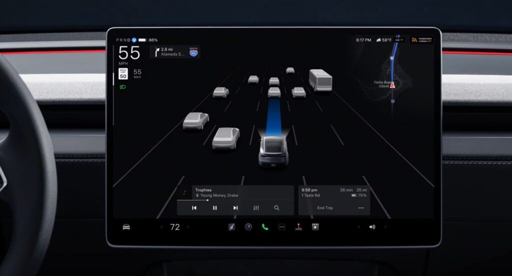 Tesla Model Y 2025 Interior Featuring Autopilot and Touchscreen Display